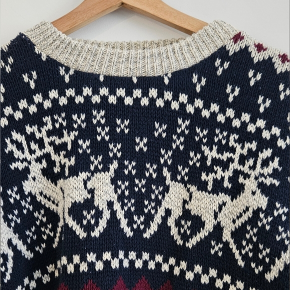 Norman Wells Vintage Christmas Cozy 100%Cotton Reindeer Snowflakes Sweater Sz XL - Picture 2 of 8
